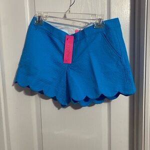 Lilly Pulitzer Women 5" Buttercup Shorts NWT Scallop Hem Sz 2 Cumulus Blue $70